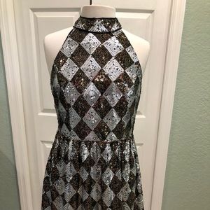 Sequence silver and black party dress